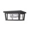 Z-Lite Seoul 3 Light Outdoor Flush Ceiling Mount Fixture, Oil Rubbed Bronze & Clear 571F-ORB - alternate 2